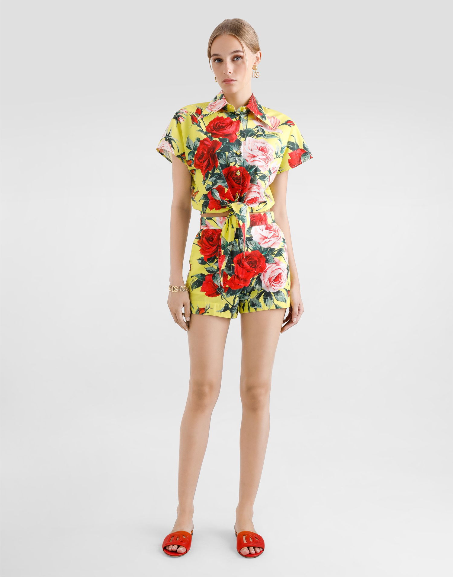 Къси панталони Dolce & Gabbana Dolce & Gabbana Bouquet-Print Poplin Shorts Жълто | FTBTPTHS5TFHG5JD, 1