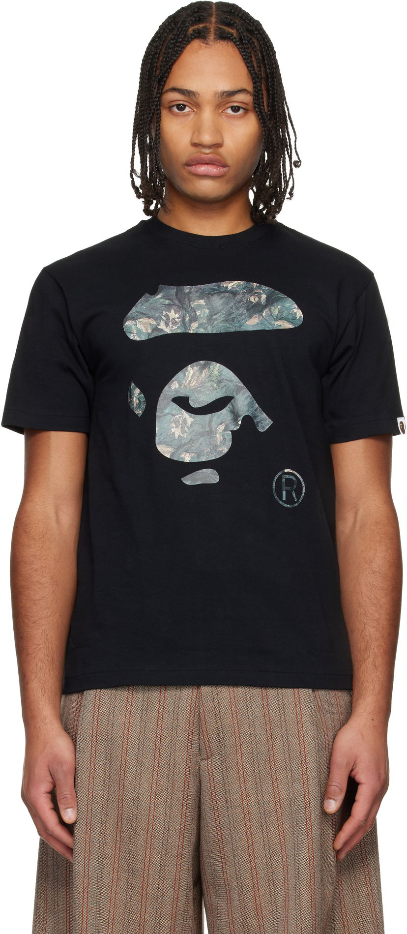 Тениска BAPE Tree Edge Camo Ape Face T-shirt Черно | 001TEL801032M