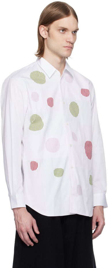 Риза Comme des Garçons Comme des Garçons Cotton Poplin Check Appliqué Shirt Бяло | FO-B007-051, 1
