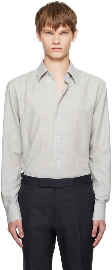 Риза Tom Ford TOM FORD Cashmere Melange Fluid Fit Shirt Сиво | HRN001-FMC247, 0