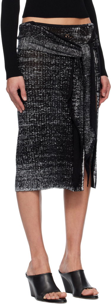 Пола Diesel M-Eganoid Marled Ribbed Draped Slit Midi Skirt Черно | A18865 0BJBR, 1