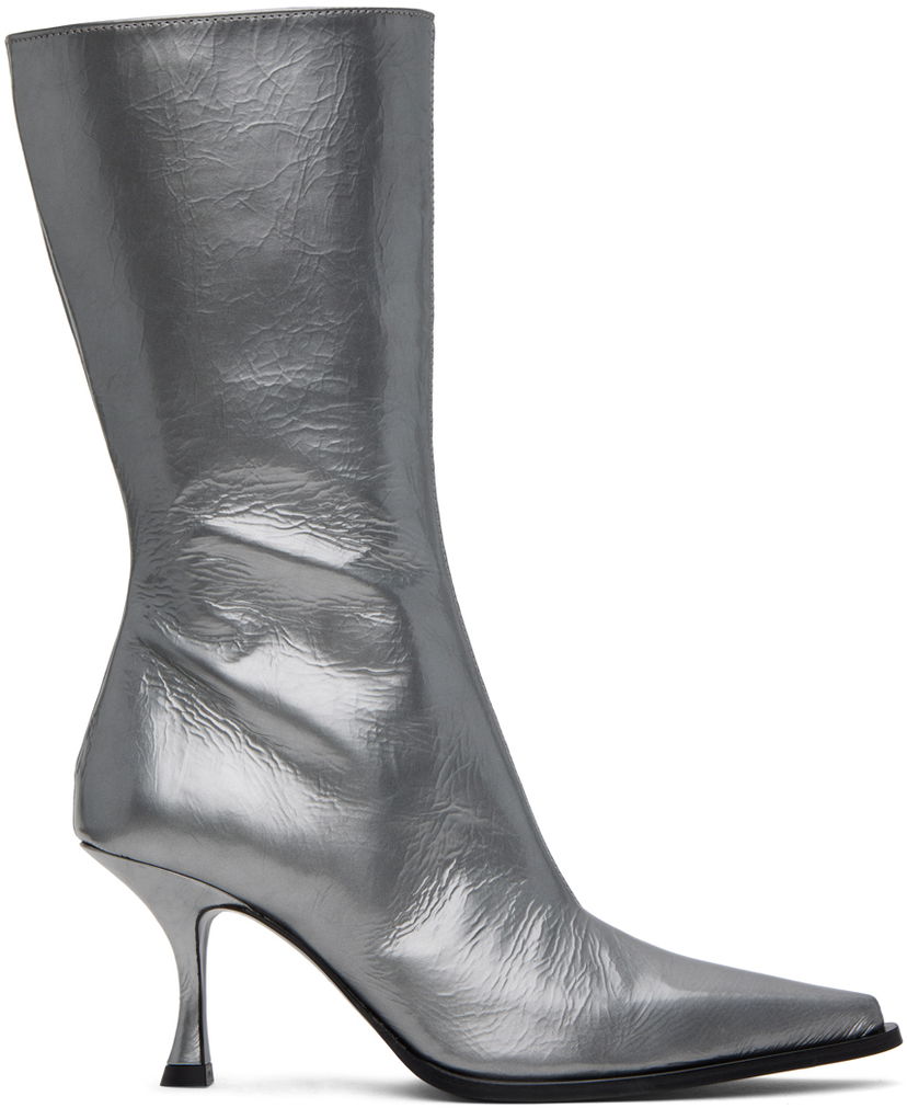 Кецове и обувки Acne Studios Silver Leather Heel Boots Металик | AD0657-