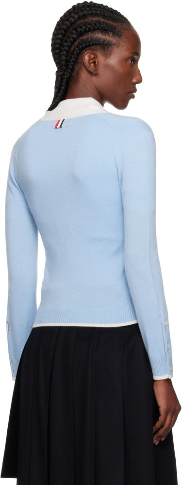 Пуловер Thom Browne Thom Browne Jersey Stitch Cashmere V-Neck Cardigan Синьо | FKC581A-Y2001, 2