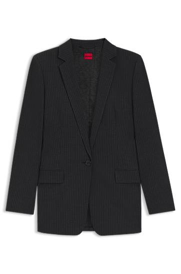 Pinstripe Flannel Regular-Fit Longline Blazer