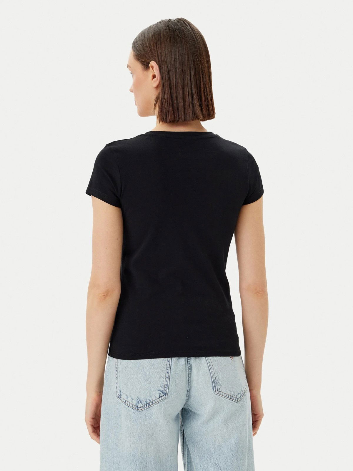 Тениска GUESS Guess Rhinestone Triangle Short Sleeve T-Shirt Черно | E5GI08J1314-JBLK, 1
