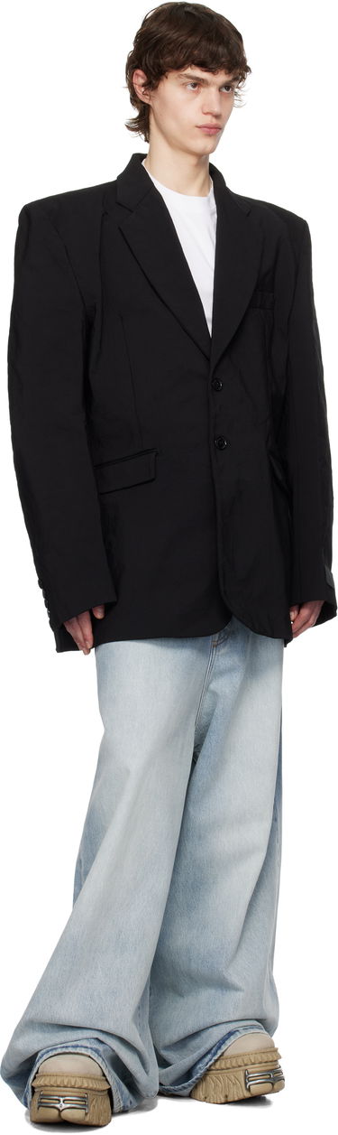 Яке VETEMENTS Vetements Metalized Wrinkled Single-Breasted Blazer Черно | UA66JA110B, 3