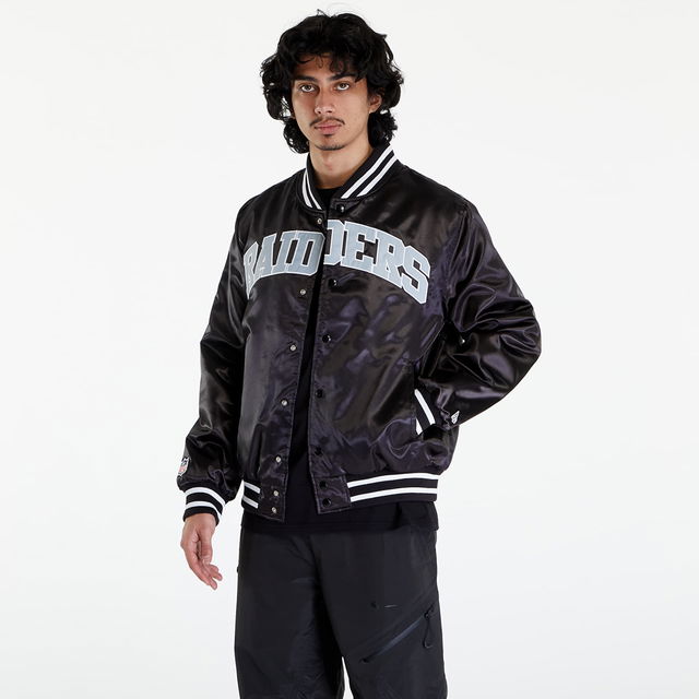 Las Vegas Raiders NFL Satin Black Bomber Jacket UNISEX Black/ White