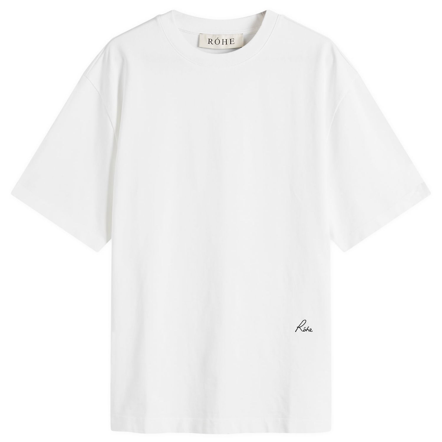 Тениска Róhe Róhe Men's Logo Embroidered T-Shirt, Large Бяло | 314-22-096, 1