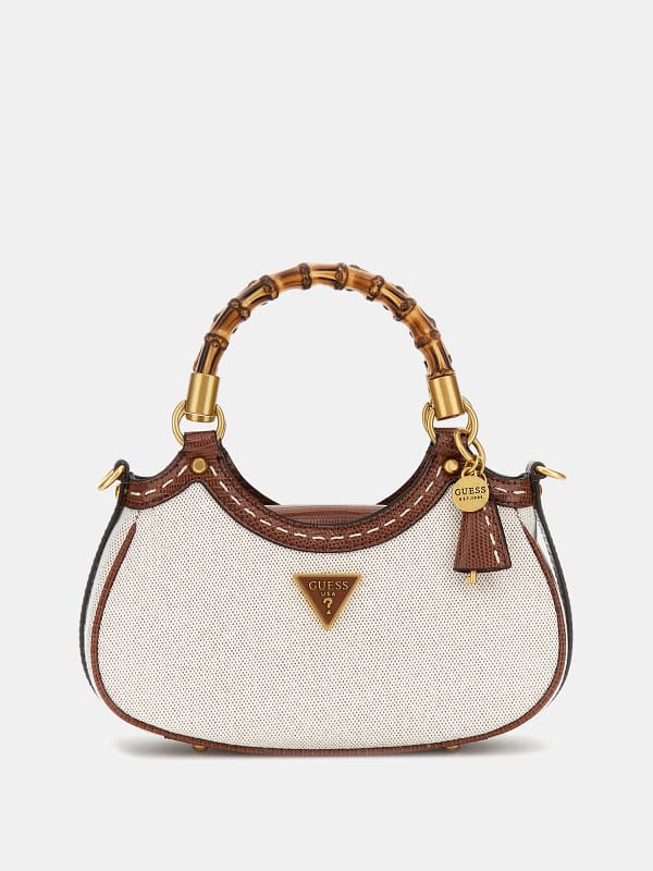 Дамска чанта GUESS Zabry Bamboo Handbag Бяло | HWBA9233760, 0