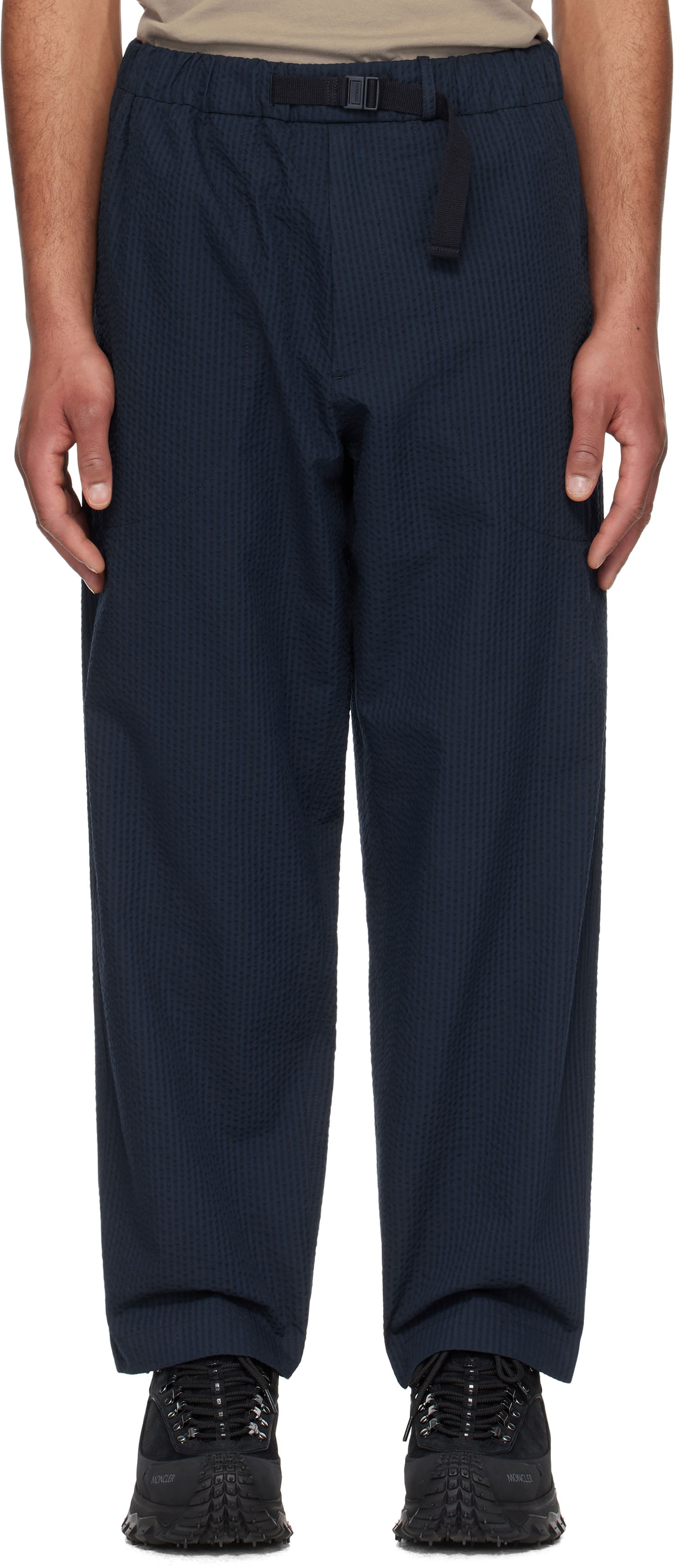 Панталони Moncler Moncler Seersucker Belted Trousers Тъмно синьо | K10912A00038598JC, 0