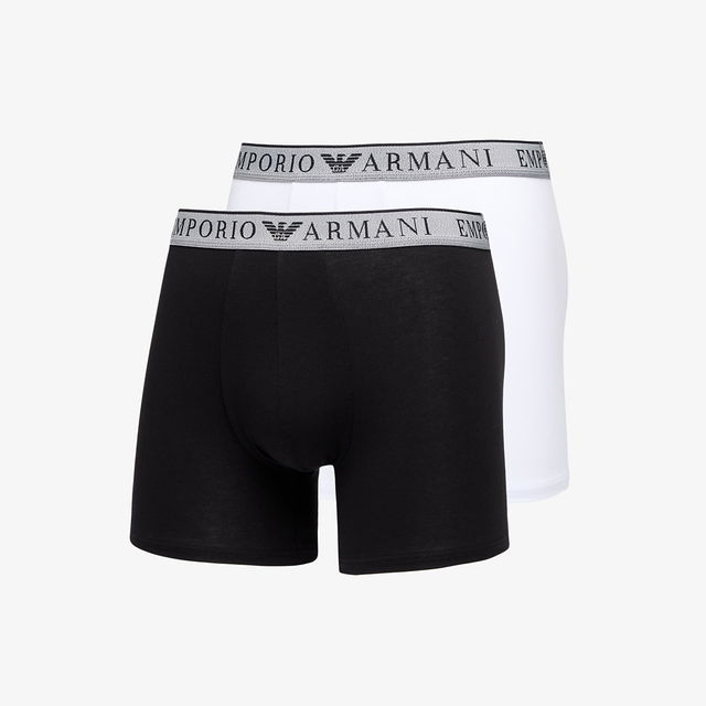 EA7 Men's Knit Trunk 2-Pack Nero/ Bianco L