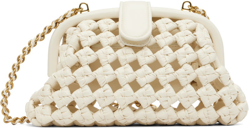 Дамска чанта Bottega Veneta Bottega Veneta Small Lauren Woven Leather Bag Бяло | 832888 V5N30