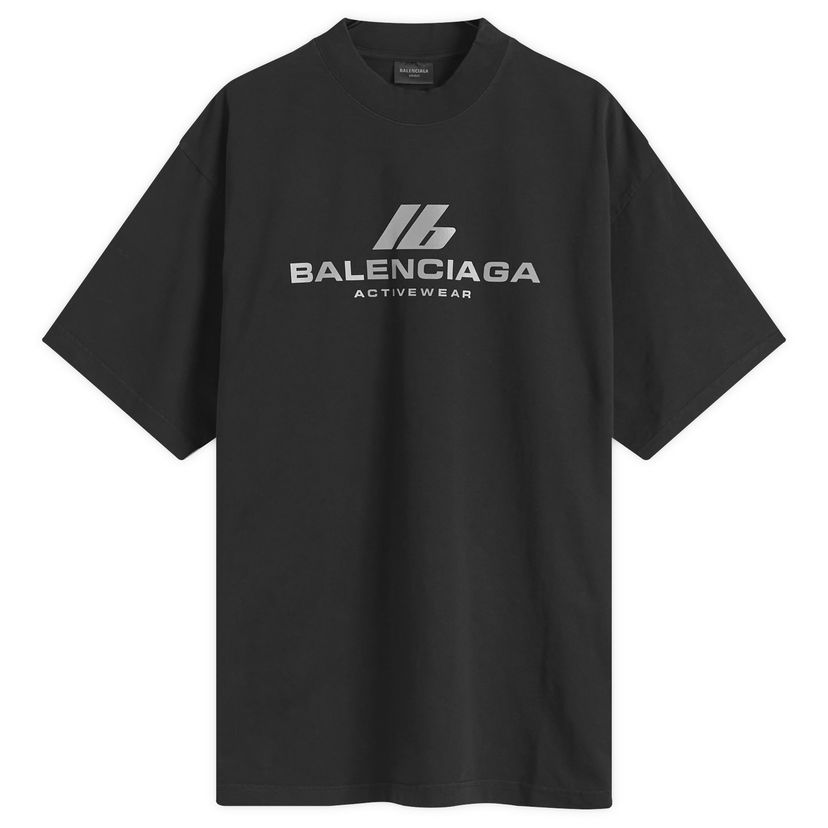 Тениска Balenciaga Active Logo T Shirt Черно | 764235-TQVT9-1083