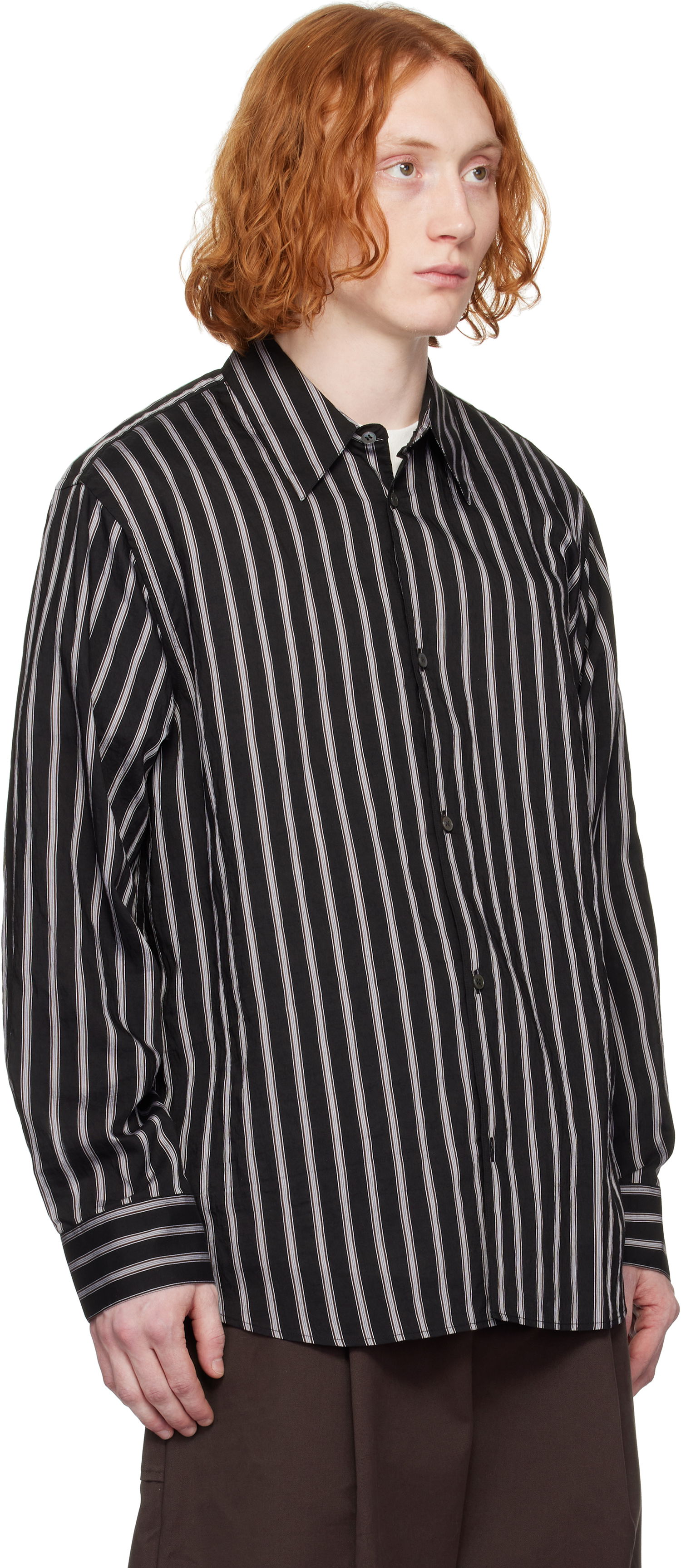 Риза Studio Nicholson Studio Nicholson Striped Button-Down Shirt Черно | VIEW SNM - 1126, 1
