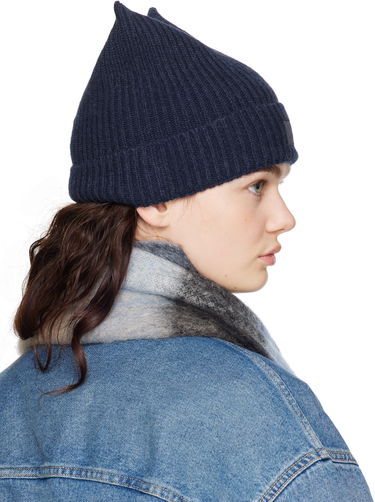 Шапка Acne Studios Acne Studios Knit Cat-Ear Beanie with Face Logo Тъмно синьо | C40392-, 2