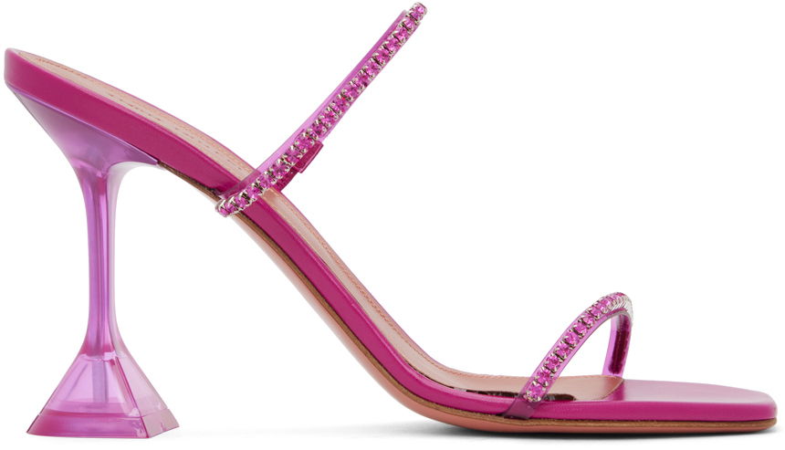 Аксесоари Amina Muaddi Amina Muaddi Gilda Glass Heeled Sandals Розово | GILDA GLASS SLIPPER PVC, 0