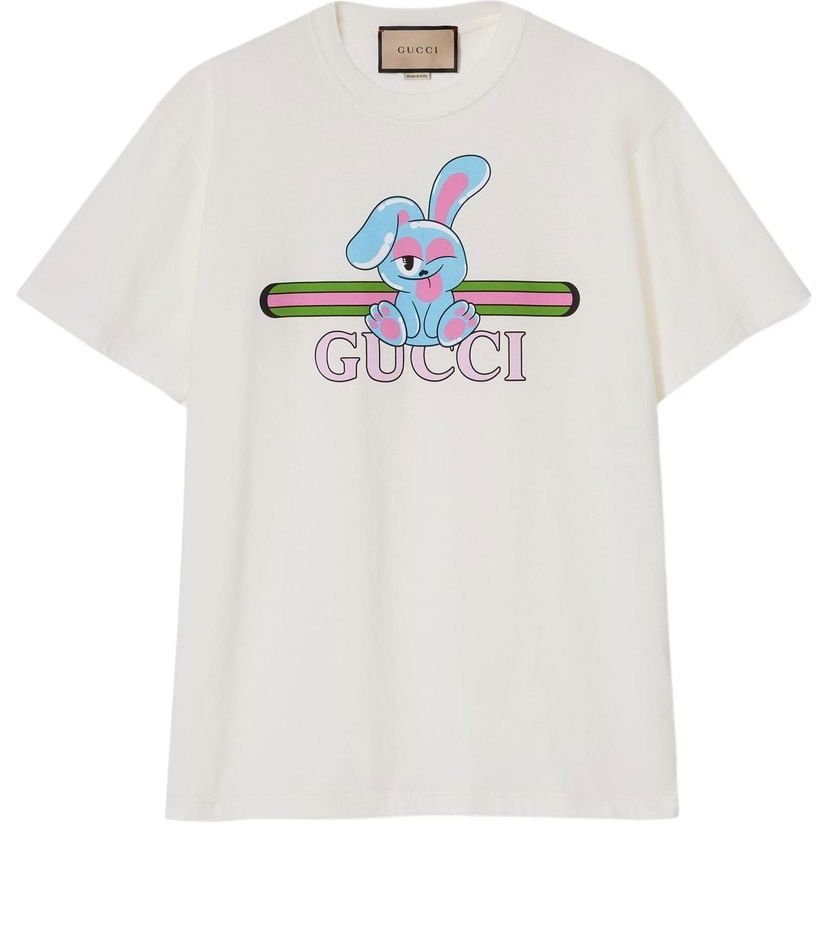 Тениска Gucci Cotton Jersey T-Shirt with Cartoon Print Бяло | 776596-XJGHQ-9095