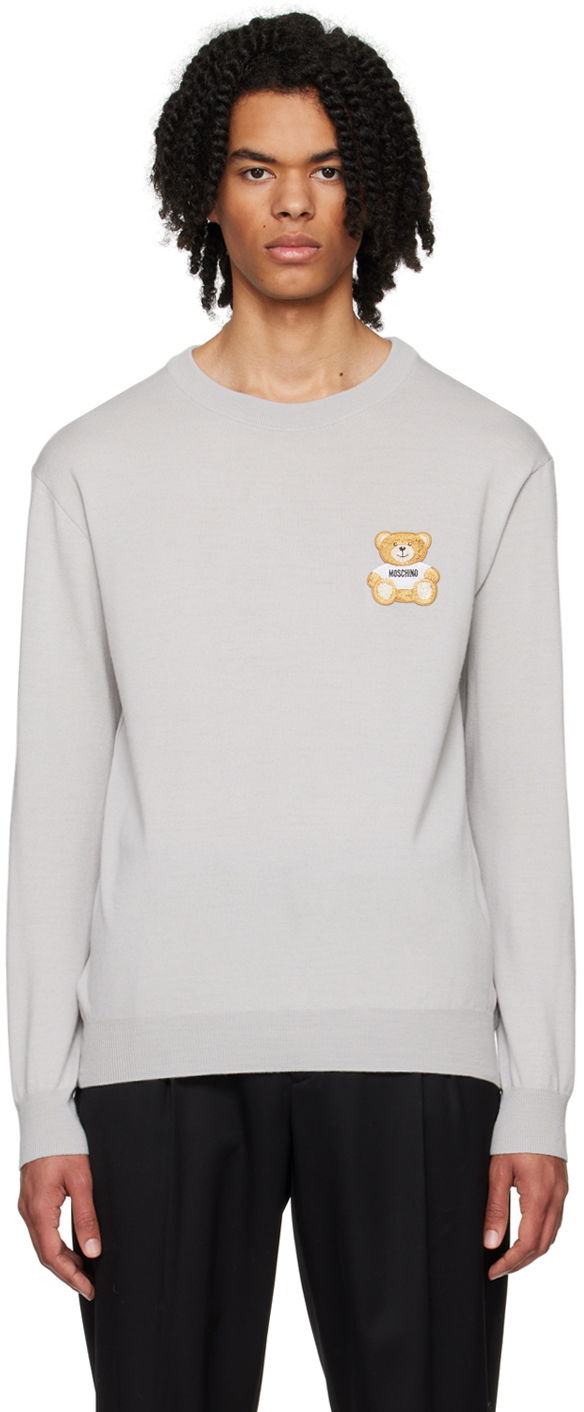 Пуловер Moschino Sweater With Embroidered Applique Сиво | 0902 7000, 0