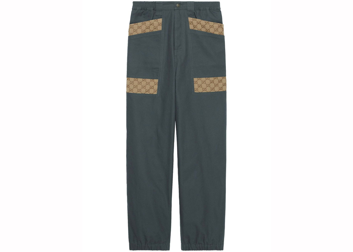 Дънки Gucci Panelled Monogram-Pattern Jeans Ash Grey Сиво | 742596XDCEY, 0