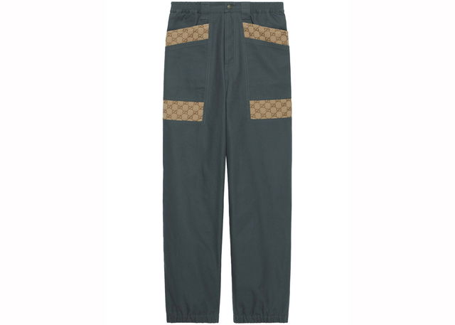 Panelled Monogram-Pattern Jeans Ash Grey