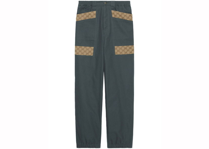 Дънки Gucci Panelled Monogram-Pattern Jeans Ash Grey Сиво | 742596XDCEY