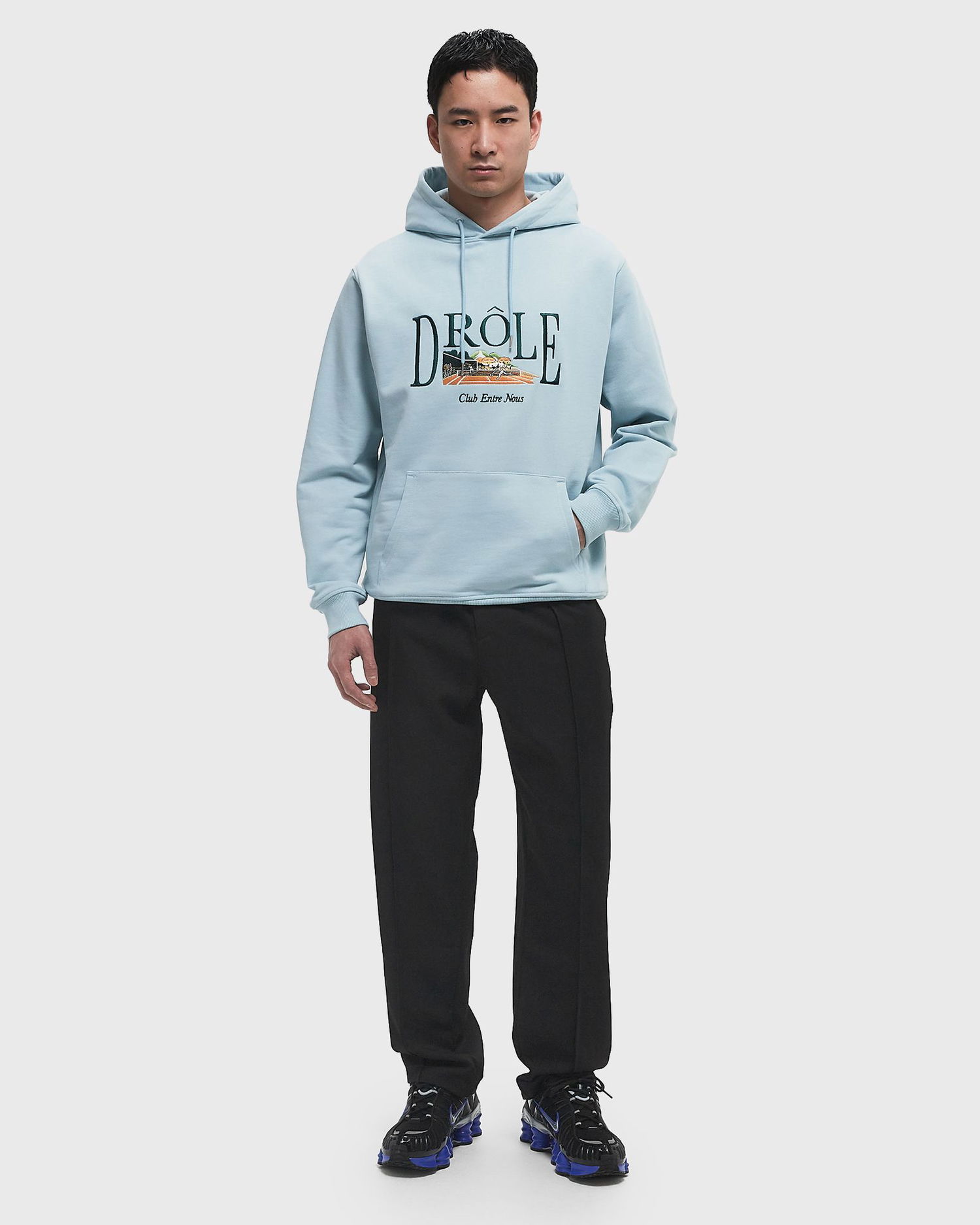 Суитчър Drôle de Monsieur Drôle de Monsieur Le Tennis Court Hoodie XXL Синьо | G-HO176-CO127-LBE, 1