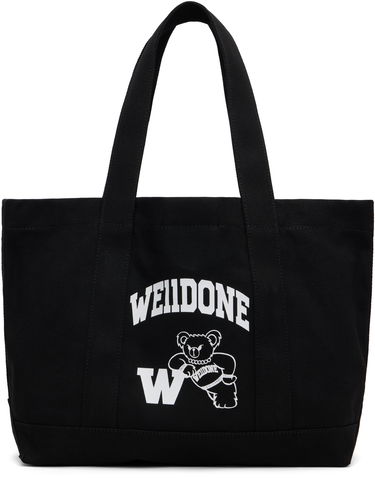 Голяма пазарска чанта We11done We11done Varsity Canvas Tote Черно | WD-AB2-25-481-U-BK, 0