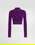 Dolce & Gabbana Viscose Jacquard Cropped Polo Sweater