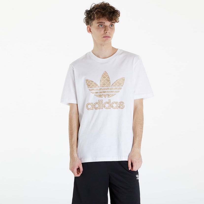 Тениска adidas Originals Classic Monogram Graphic Short Sleeve Tee White/ Sand Strata Бяло | IS0261