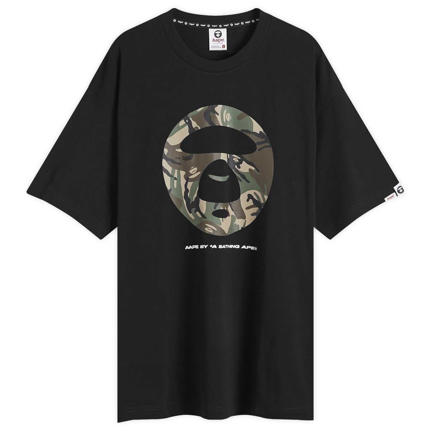 Тениска AAPE by A Bathing Ape AAPE Woodland Camo Moonface T-Shirt, Size Small Черно | AAPTEM1448XXMBKX, 0