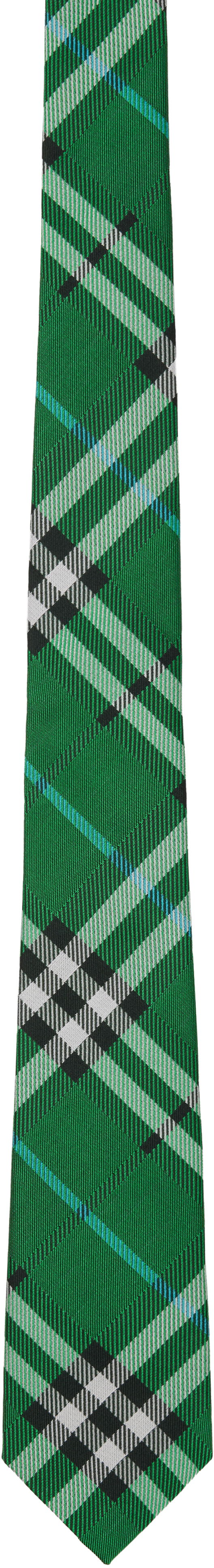 Шал Burberry Burberry Check Silk Tie Зелено | 8110982, 0