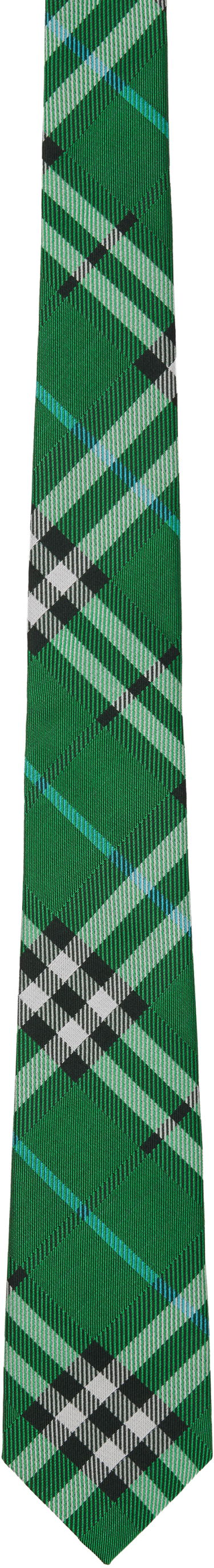 Шал Burberry Burberry Check Silk Tie Зелено | 8110982, 0