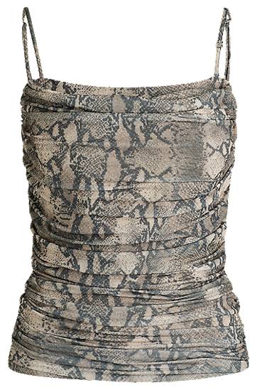 Потник BOSS Snakeskin Print Ruched Mesh Corset Top Кафяво | 50537142, 0