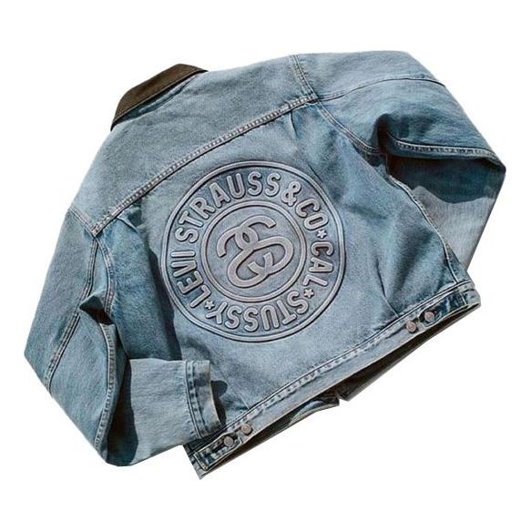 Яке Stüssy Stussy x Levi's Embossed Trucker Jacket Синьо | STLV230221-001, 0