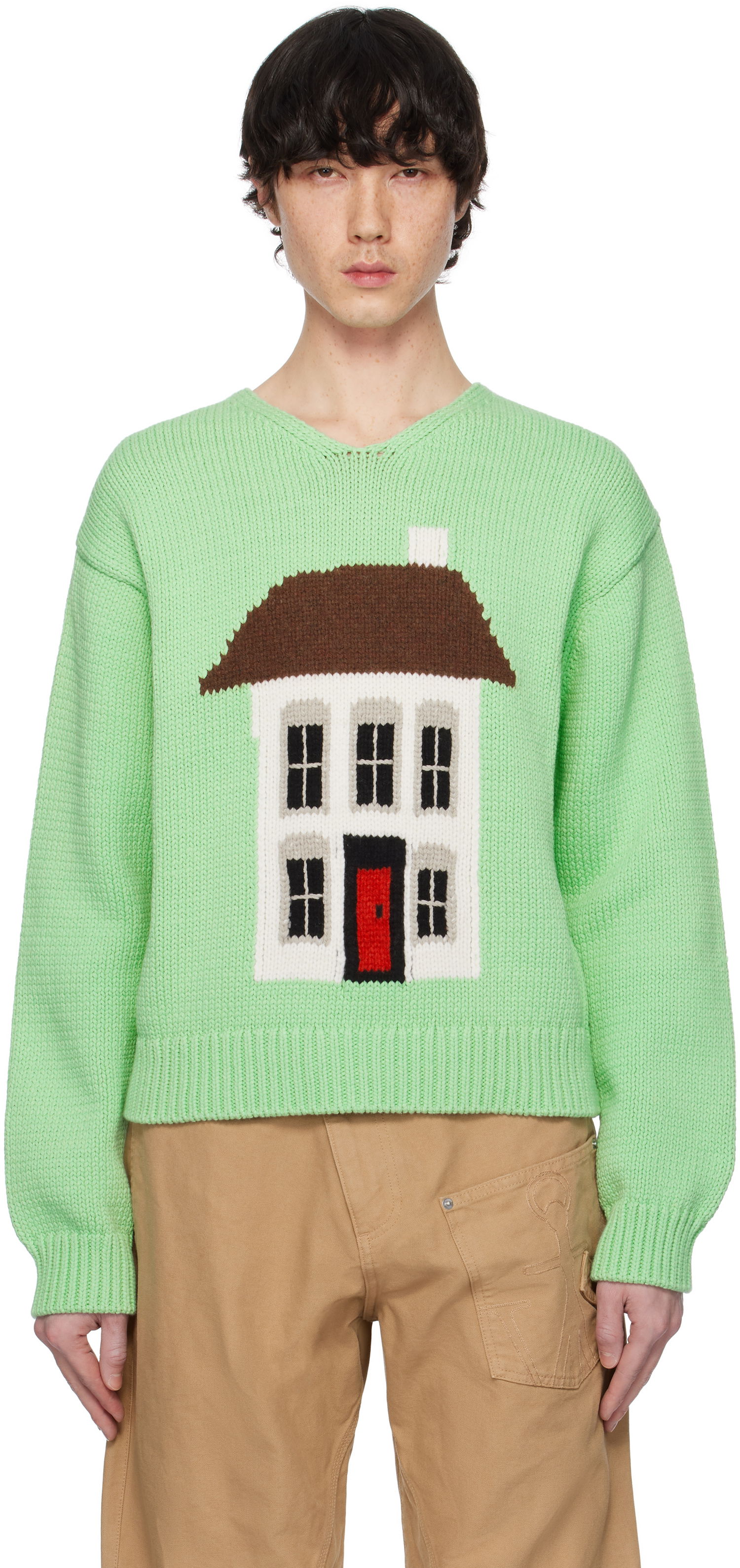 Пуловер JW Anderson JW Anderson House Graphic Sweater Зелено | KW1346-YN0417, 0