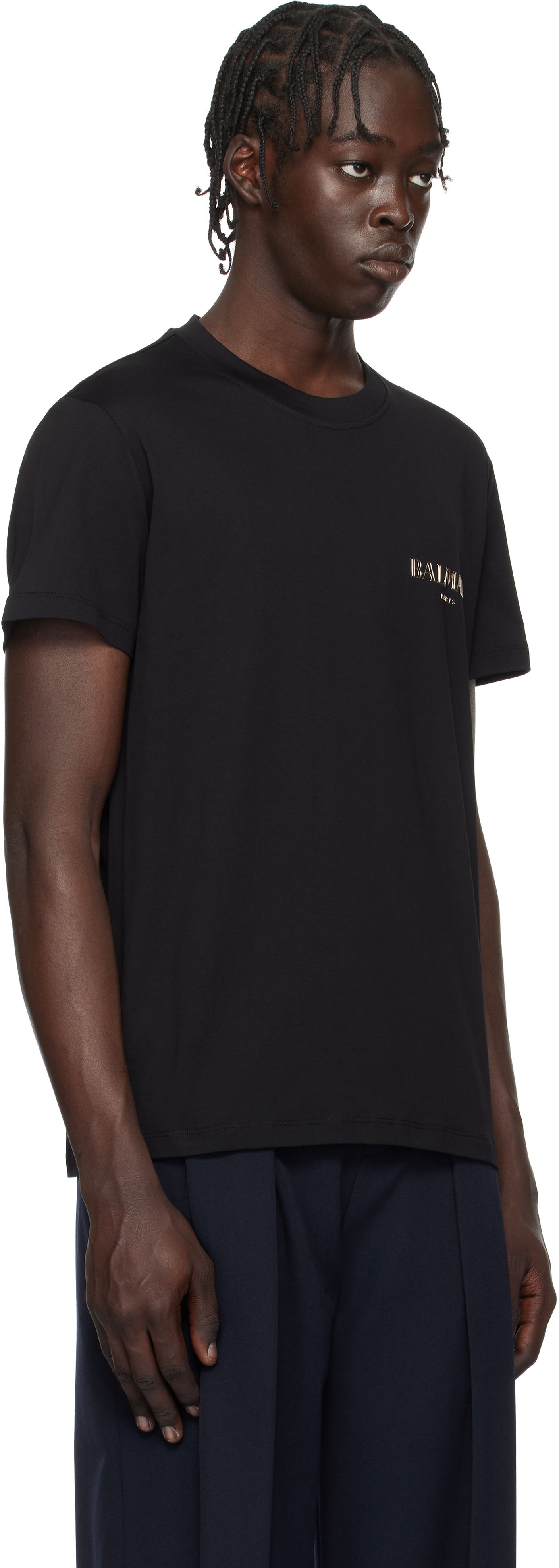 Тениска Balmain Vintage Gel Logo T-Shirt Черно | EH1EF000GD84, 1