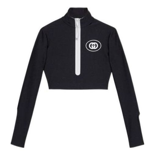 Суитчър Gucci Long Sleeve Track Top with Logo Patch Черно | 688615-XJD6D-1070