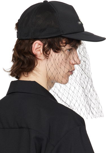 Шапка с козирка UNDERCOVER UNDERCOVER Beaded Appliqué Baseball Cap with Veil Черно | UC1E4H04, 2