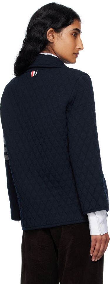 Яке Thom Browne Thom Browne Quilted Knit Merino Wool 4-Bar Work Jacket Тъмно синьо | FKJ117A-Y1029, 2