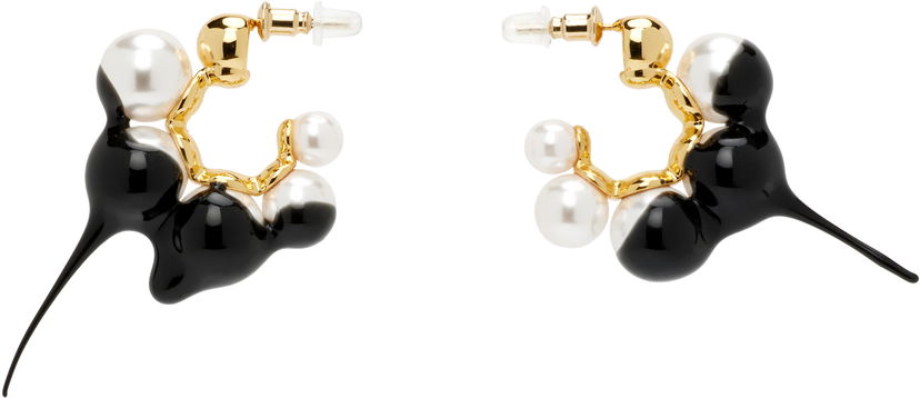 Обеци Ottolinger Ottolinger Dipped Pearl Mini Hoop Earrings Бяло | 125-902825-02