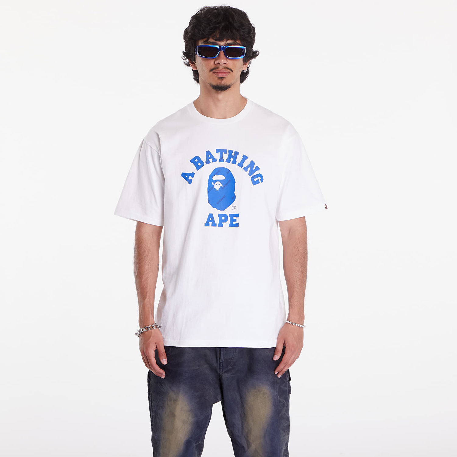 Тениска BAPE A BATHING APE Bape Hexagram College Tee Бяло | 001TEK301033MWHT, 0