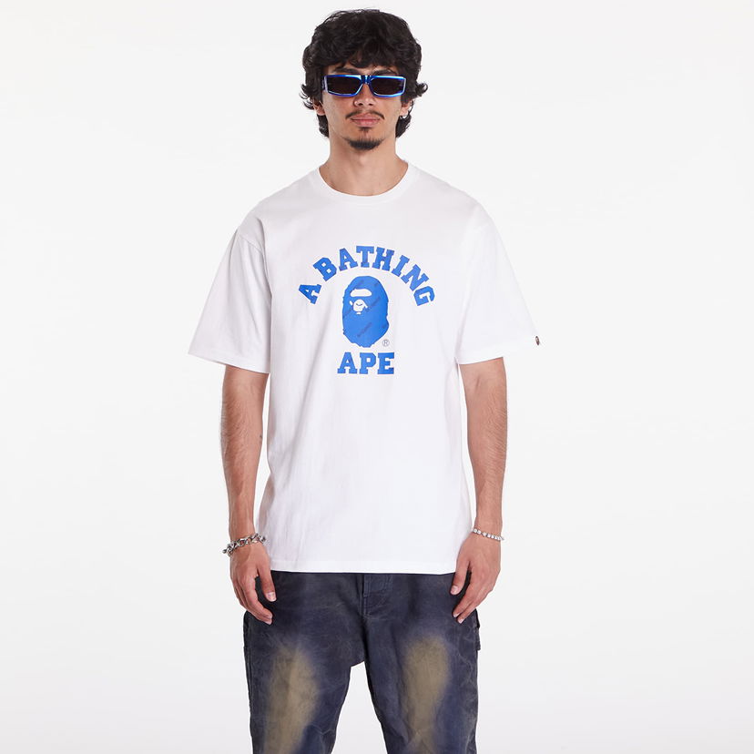 Тениска BAPE A BATHING APE Bape Hexagram College Tee Бяло | 001TEK301033MWHT