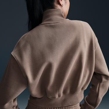 Пуловер Nike Sportswear Phoenix Fleece Cropped Half-Zip Sweatshirt Кафяво | DQ5767-233, 3