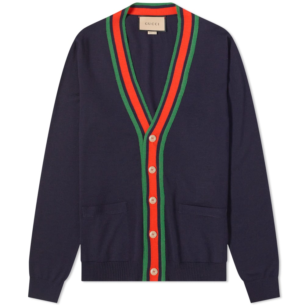 Пуловер Gucci Grg Trim Cardigan Тъмно синьо | 576806-XKAUL-4548, 0