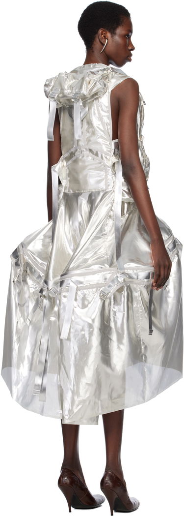 Pокля Junya Watanabe Junya Watanabe Glitter Organdy Midi Dress Бяло | JO-O025-051-1, 2