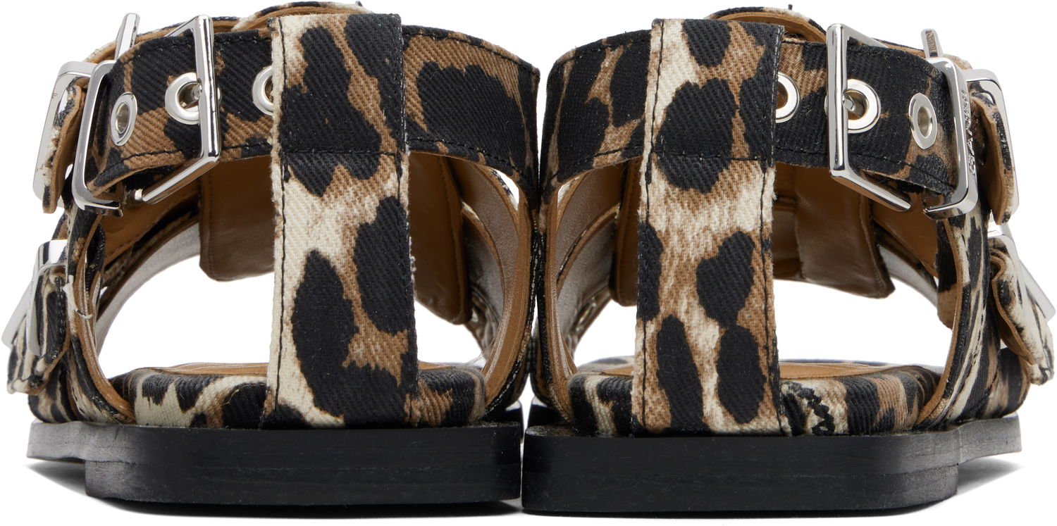 Pокля GANNI GANNI Buckle Strap Denim Sandals Бежово | S2936, 1