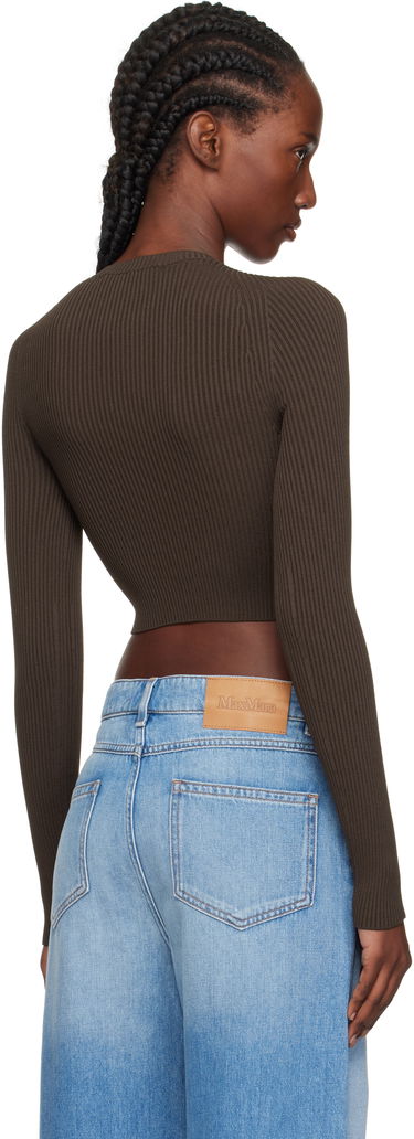 Пуловер Max Mara Max Mara Ala Cutout Ribbed Knit Sweater Кафяво | 2511361173600, 2