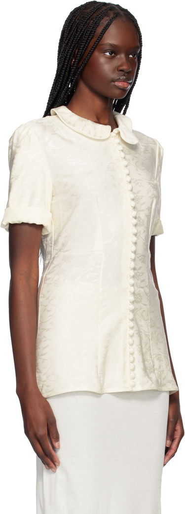 Риза Jil Sander Jil Sander Fluid Viscose Jacquard Blouse Синьо | J03NF0001_J20297, 4