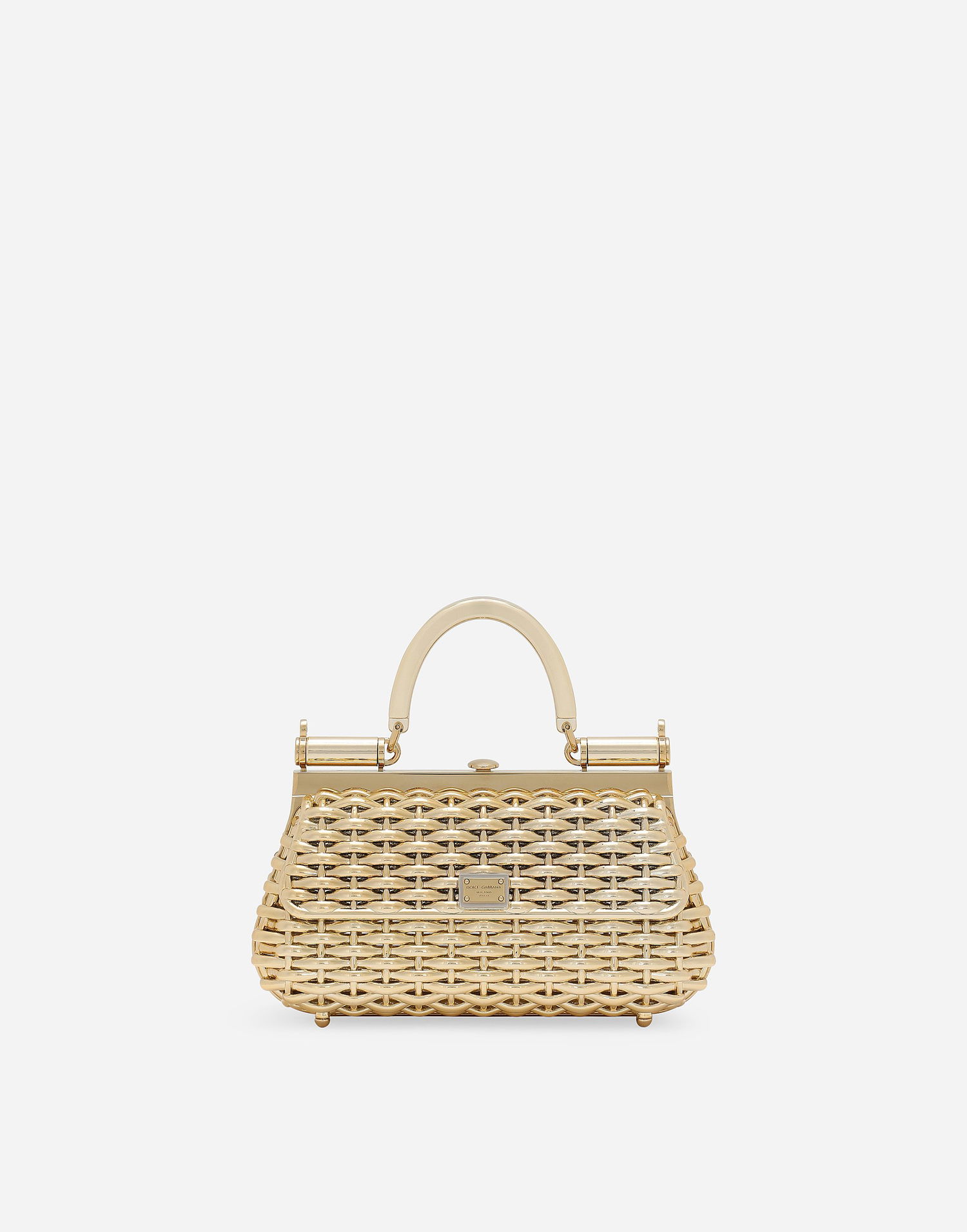 Дамска чанта Dolce & Gabbana Structured Woven Top-Handle Bag Металик | BB7618AU76680997, 0