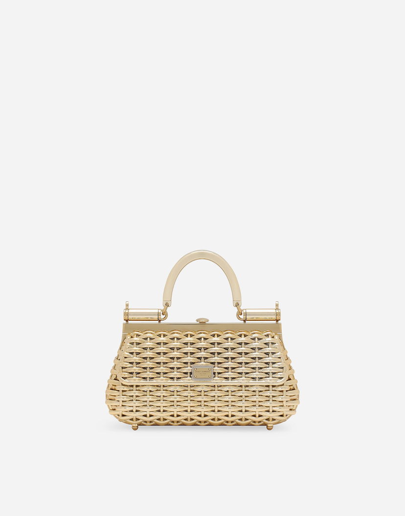 Дамска чанта Dolce & Gabbana Structured Woven Top-Handle Bag Металик | BB7618AU76680997